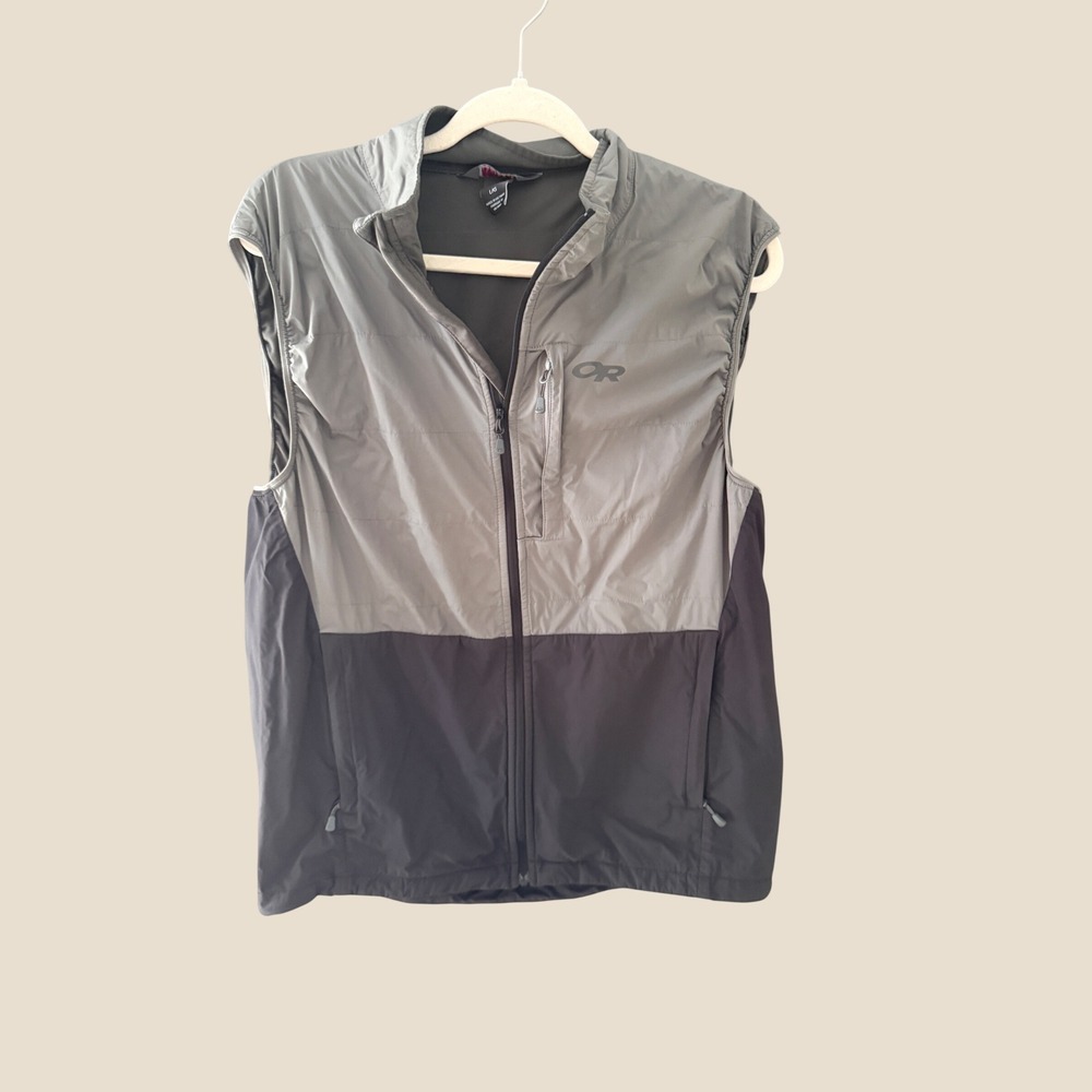 Outdoor Research Deviator Vest Mens Large Gray Black Pertex Quantum Air Hybrid